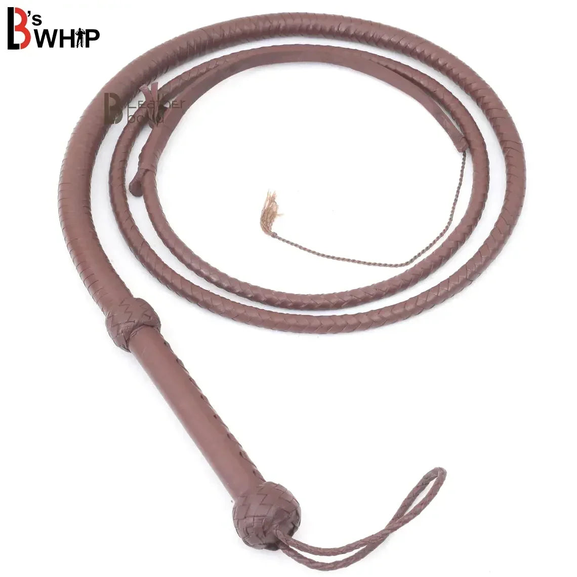 Indiana Jones Style 6ft–12ft Dark Brown Leather Bullwhip – 8 Plait Rope Core, Handmade Cowhide by Leather Bond