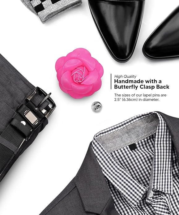 Vittorio Vico Unisex Leather Flower Lapel Pin