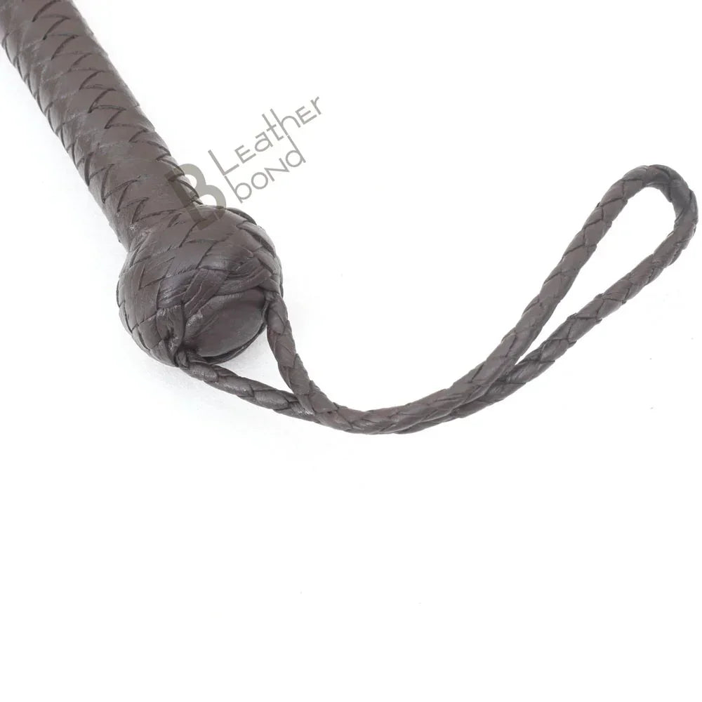 Indiana Jones 6ft, 8ft, 10ft & 12ft with 8 Plait Dark Brown Bullwhip Real Genuine Cowhide Leather Bull Whip