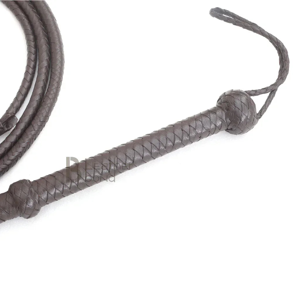 Indiana Jones 6ft, 8ft, 10ft & 12ft with 8 Plait Dark Brown Bullwhip Real Genuine Cowhide Leather Bull Whip