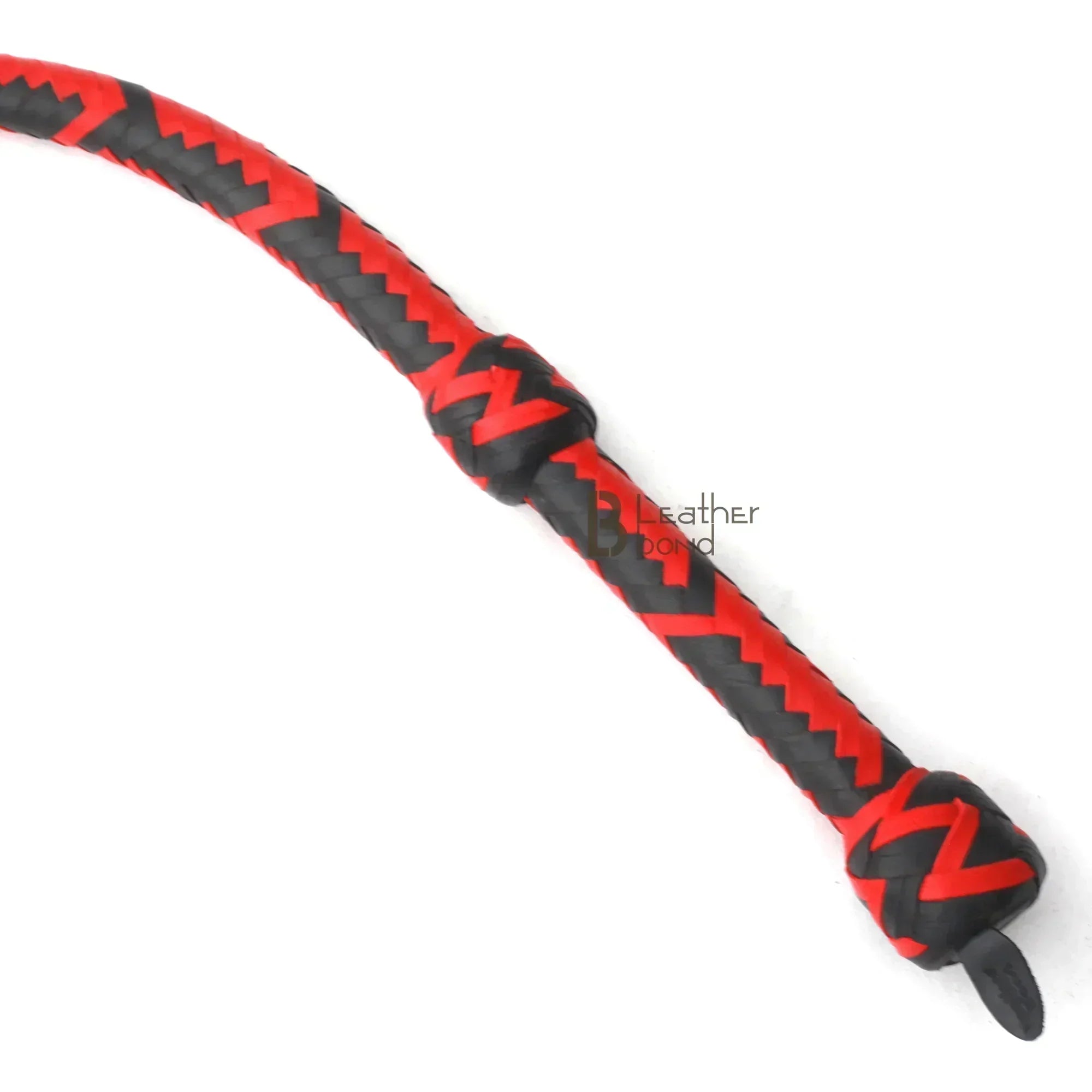 Red & Black Leather Bullwhip 6ft & 8ft – 16 Plait Handmade Real Cowhide Rope Core Whip