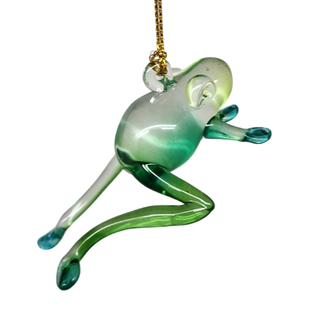 Playful Frog Glass Ornament
