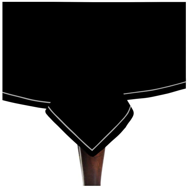 Single Embroidery Border Sateen Cotton Solid Table Cloth - Black