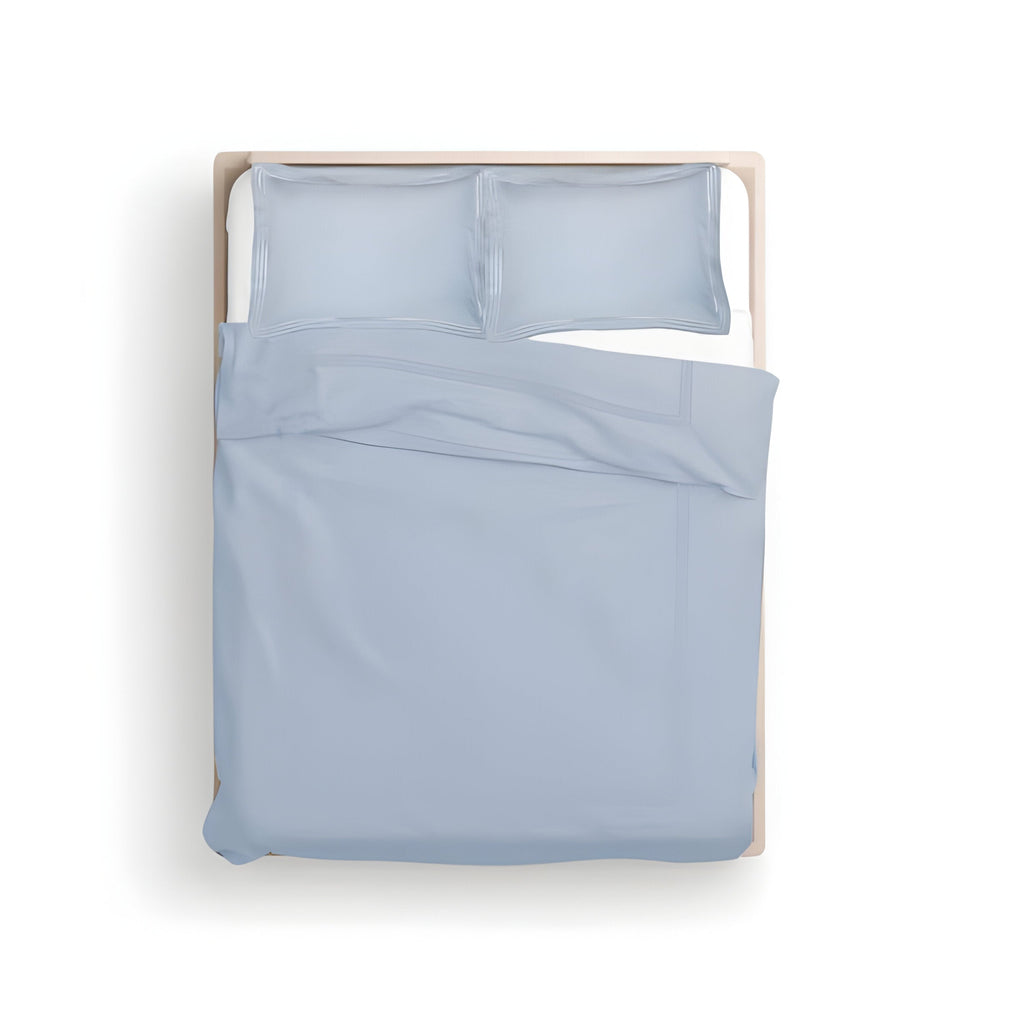 400TC Cotton Luxurious Triple Embroidery Sateen Solid Duvet Cover Set