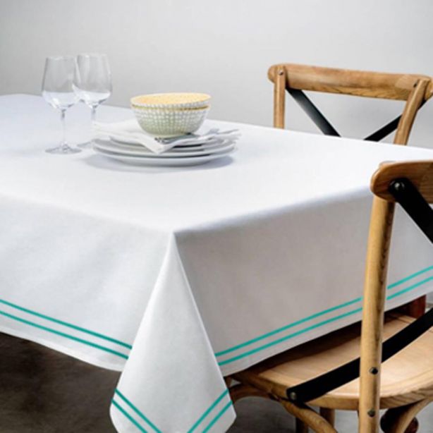 Double Embroidery Border Cotton Sateen Solid Table Cloth