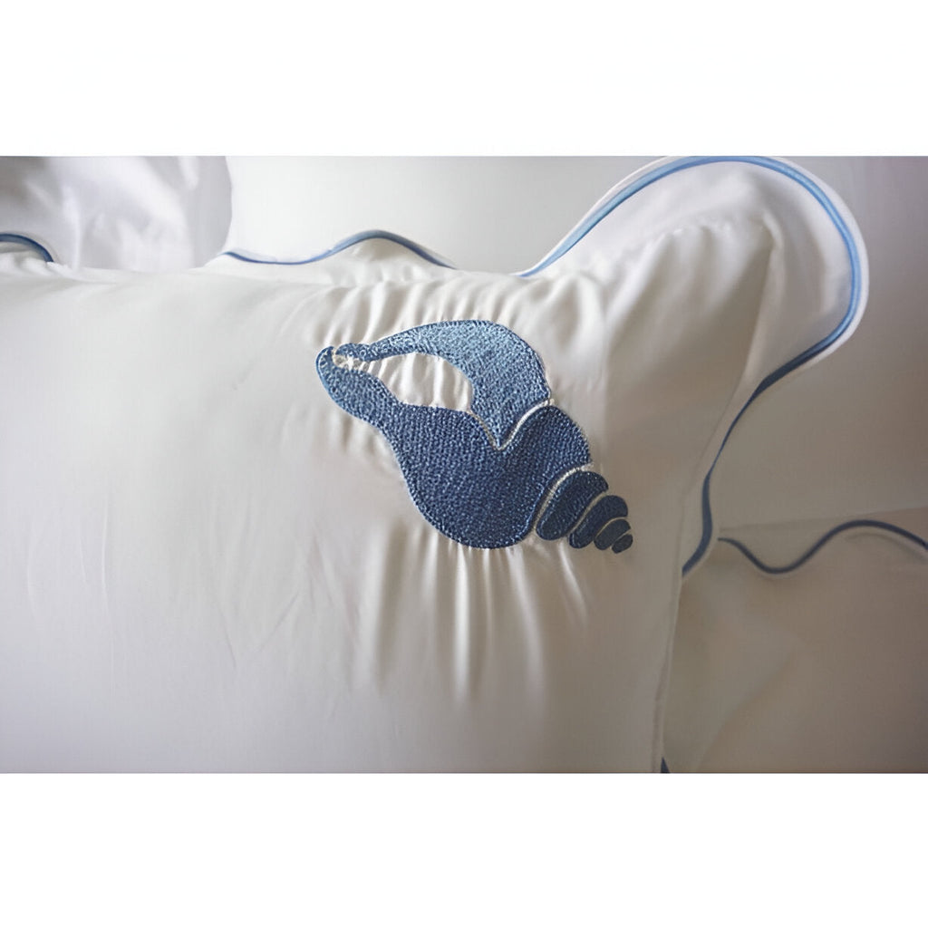 Seahorse Embroidered Cotton Sateen Duvet Cover Set