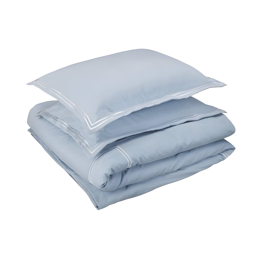 400TC Cotton Luxurious Double Embroidery Sateen Solid Duvet Cover Set