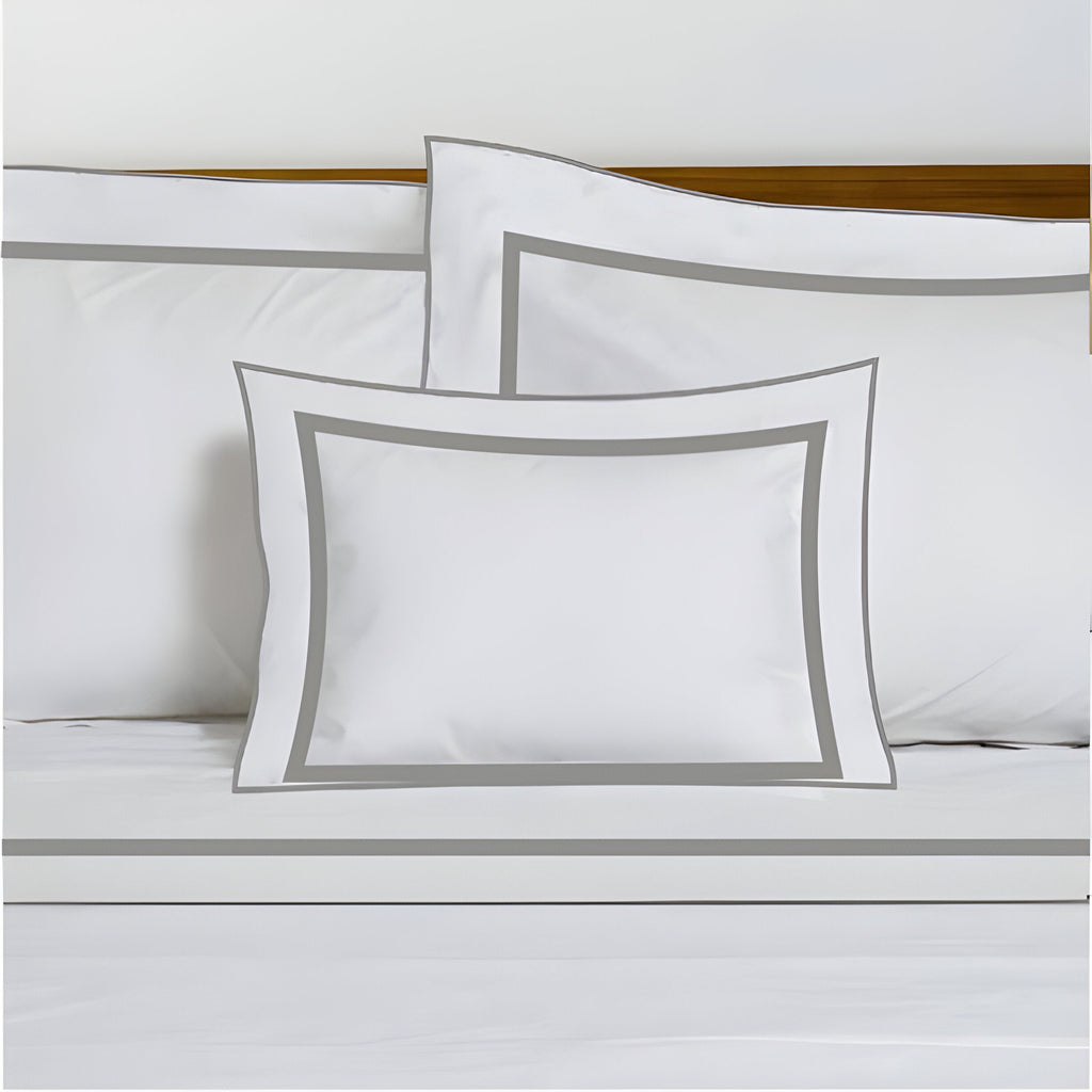 400TC Embroidery & Border Cotton Sateen Solid Duvet Cover Set