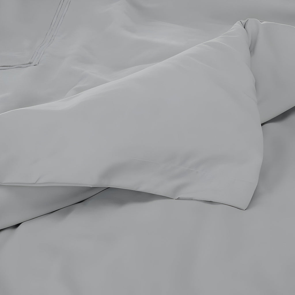 400TC Cotton Luxurious Double Embroidery Sateen Solid Duvet Cover Set