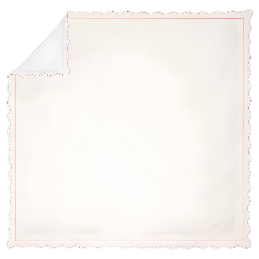 400TC Cotton Scallop Embroidery & Border Sateen Solid Duvet Cover Set