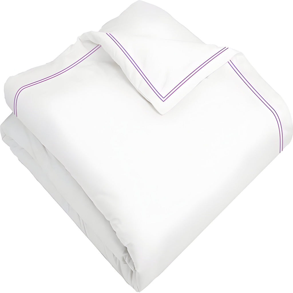 400TC Cotton Double Edge Embroidery Sateen Solid Duvet Cover Set