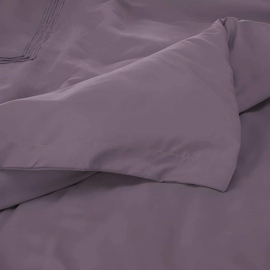 400TC Cotton Luxurious Triple Embroidery Sateen Solid Duvet Cover Set