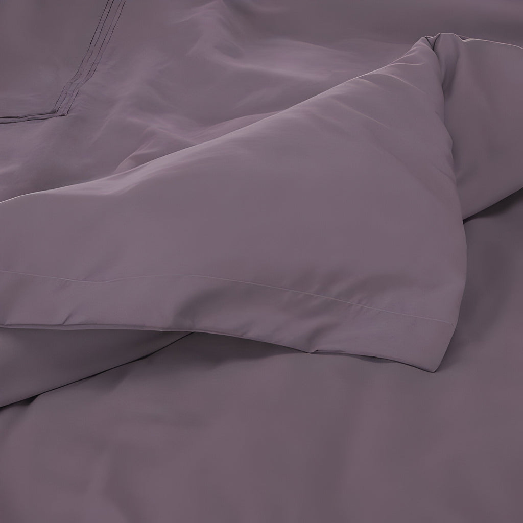 400TC Cotton Luxurious Double Embroidery Sateen Solid Duvet Cover Set