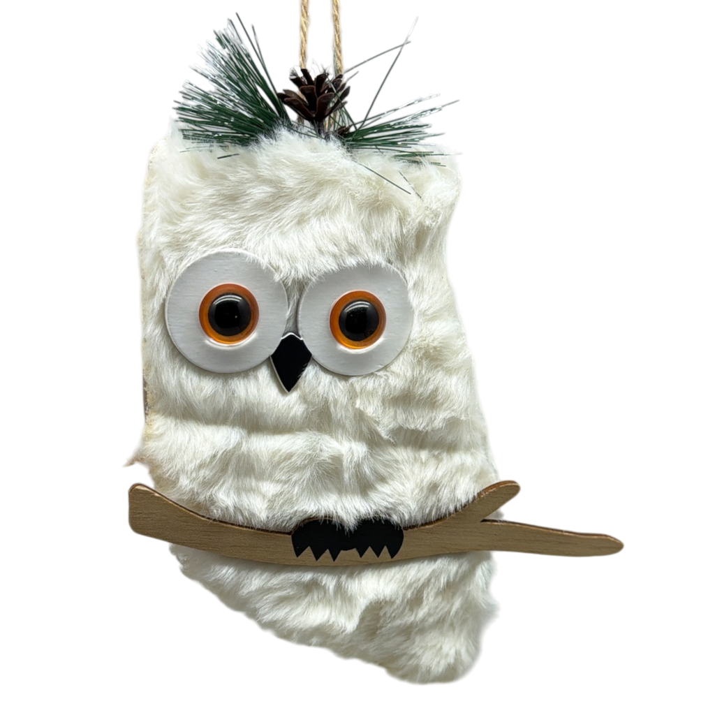 White Holiday Owl Ornament