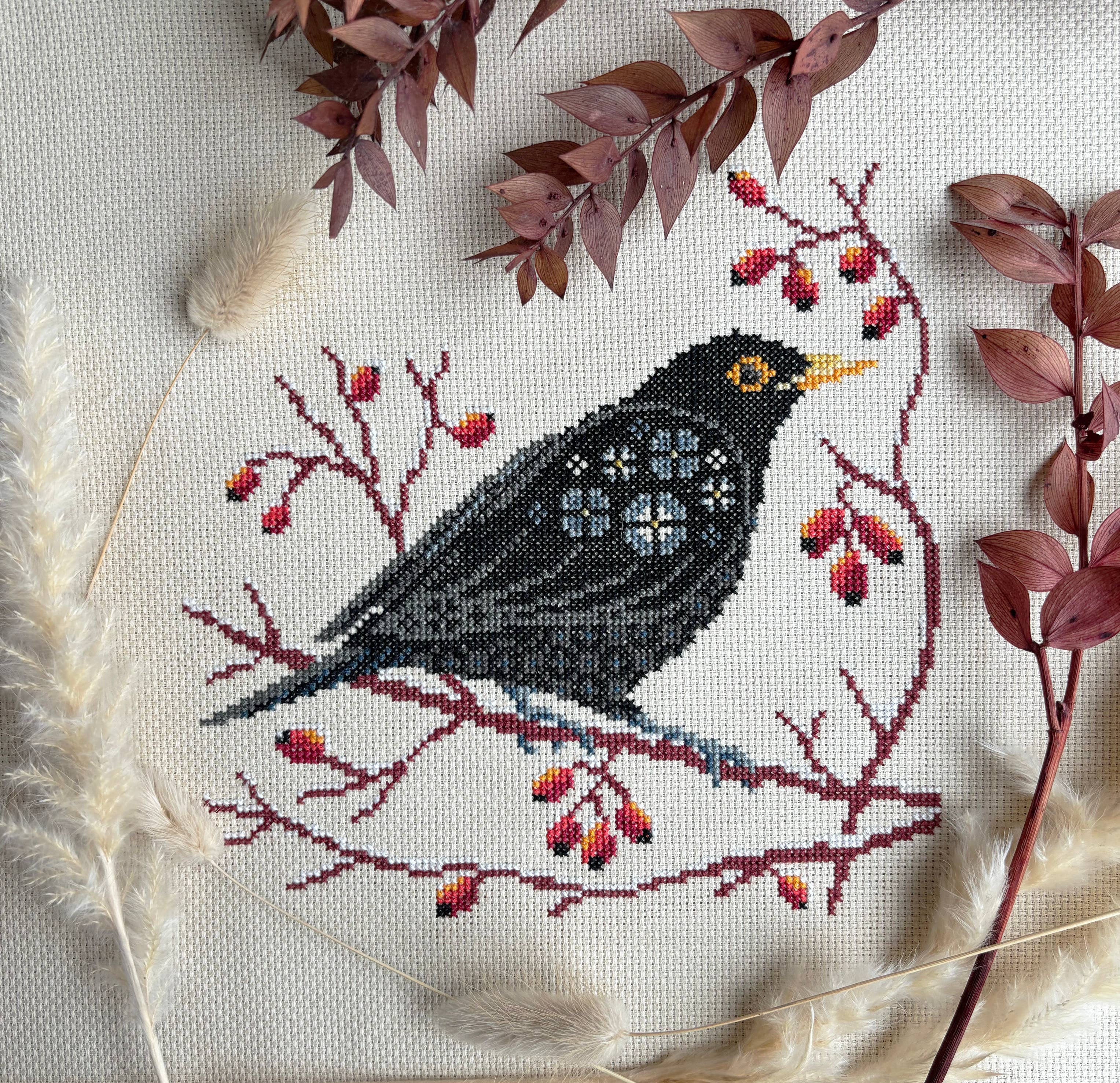 Love Poppet - Blackbird at Dawn - Cross Stitch Kit