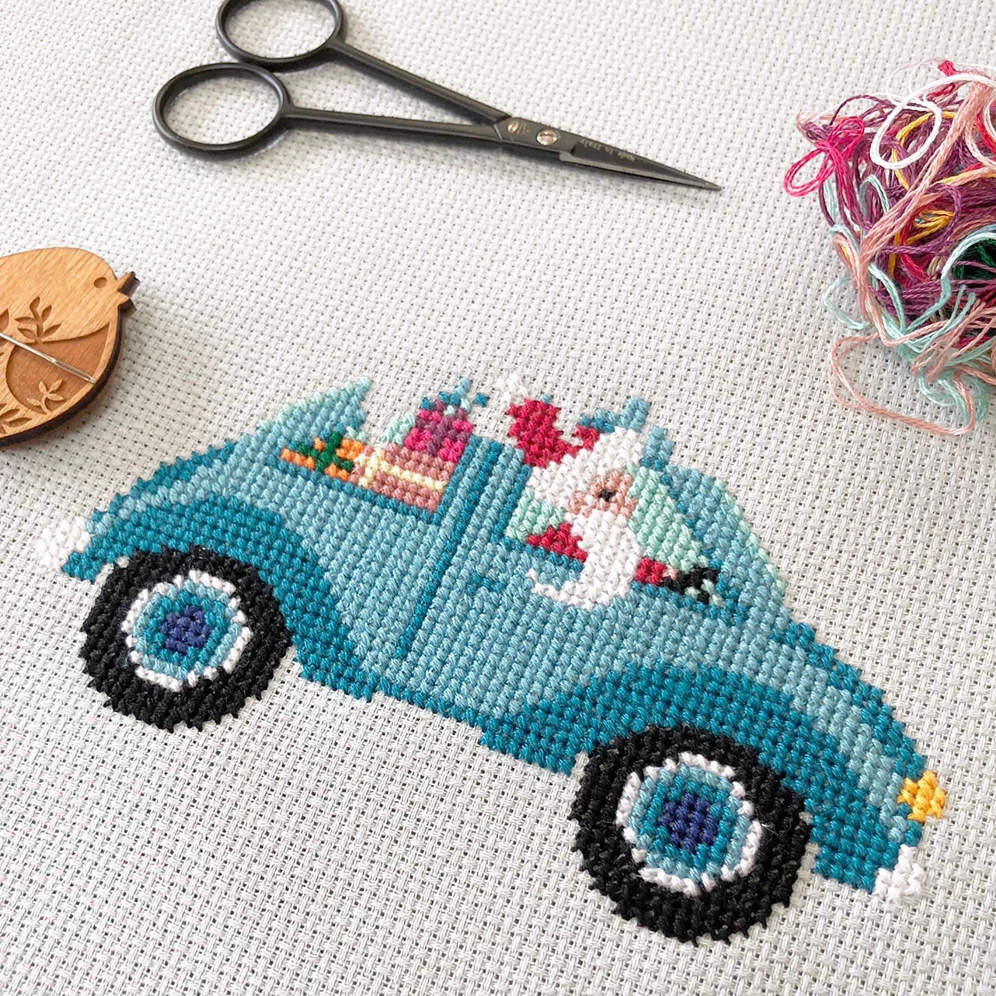 Driving Home for Christmas Cross Stitch Kit – Love Poppet Winter Stitch-Along
