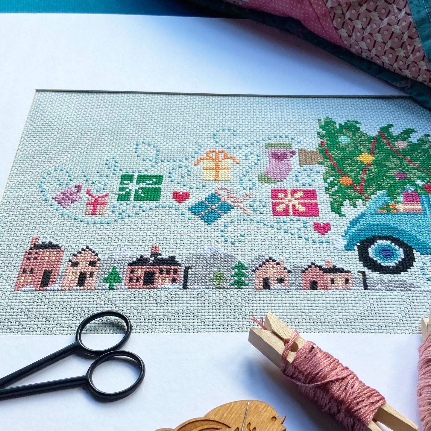 Driving Home for Christmas Cross Stitch Kit – Love Poppet Winter Stitch-Along