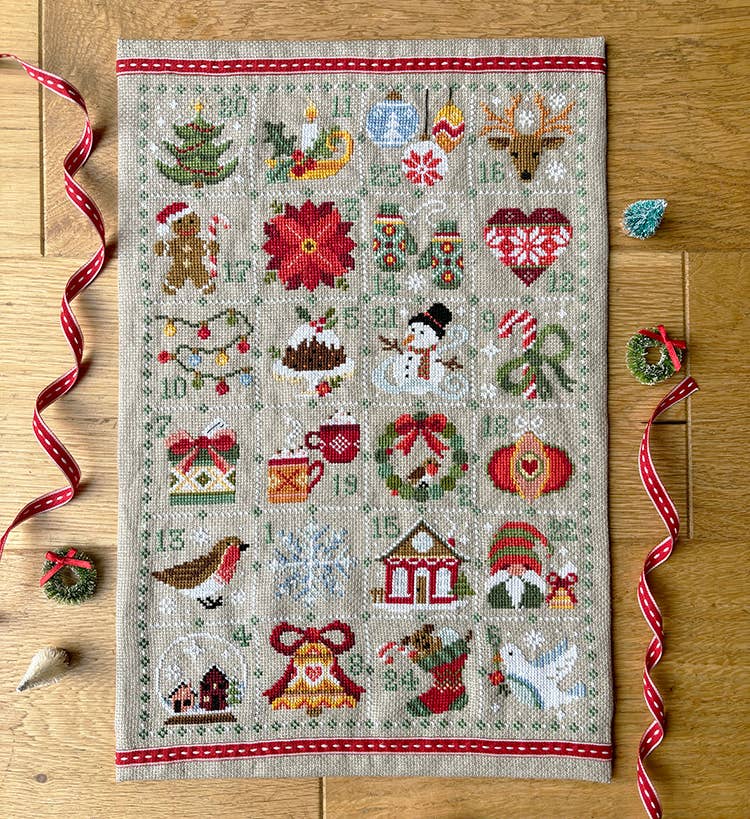 Feeling Festive Advent Printed Cross Stitch Pattern – Love Poppet Christmas Design