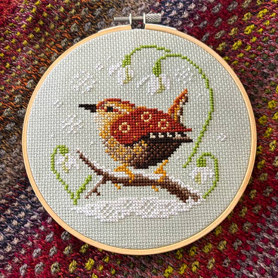 Love Poppet - Wren & Snowdrops - Cross Stitch Kit