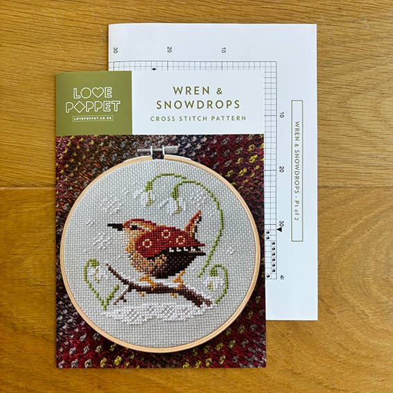 Love Poppet - Wren & Snowdrops - Cross Stitch Kit