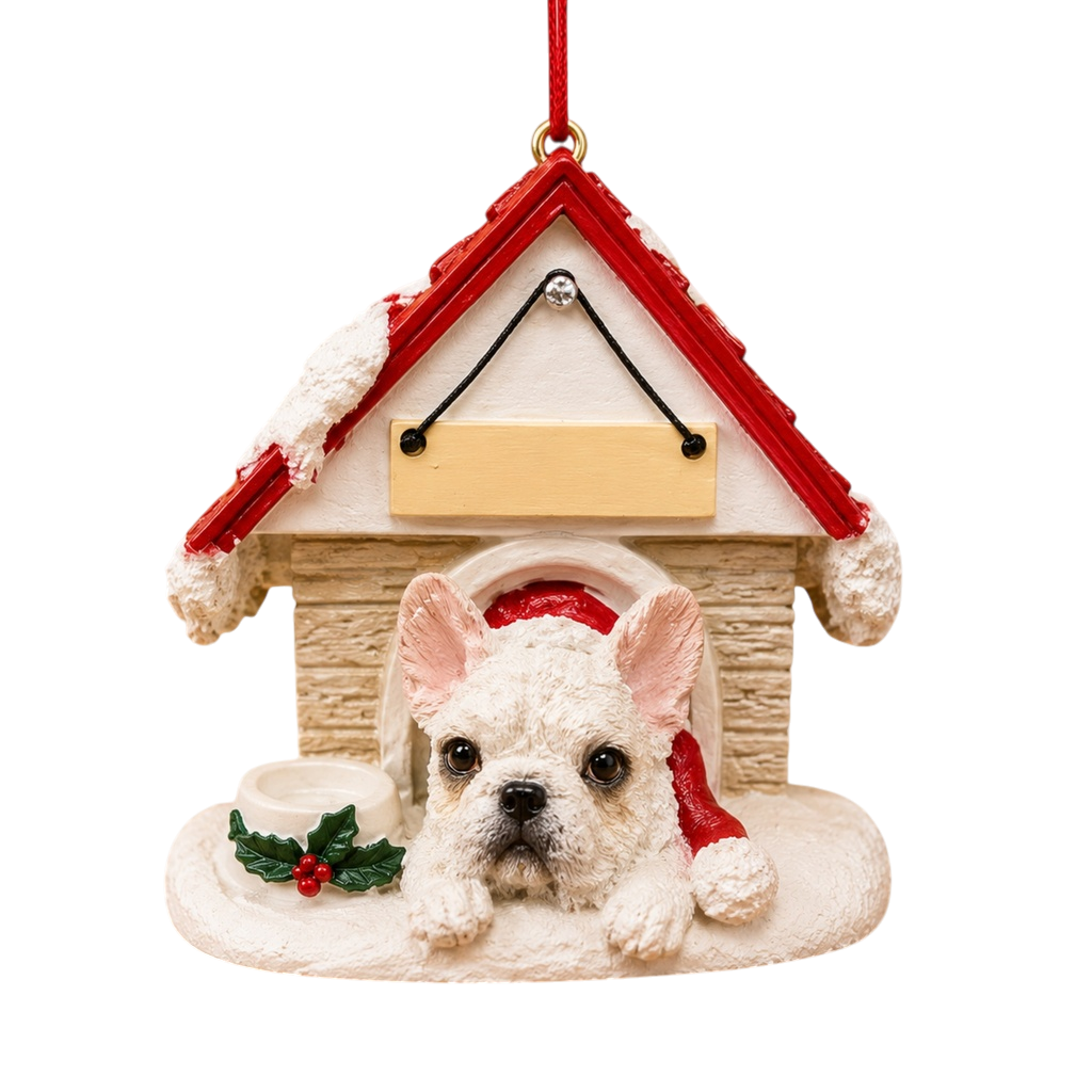Ceramic Doghouse Ornament - French Bulldog