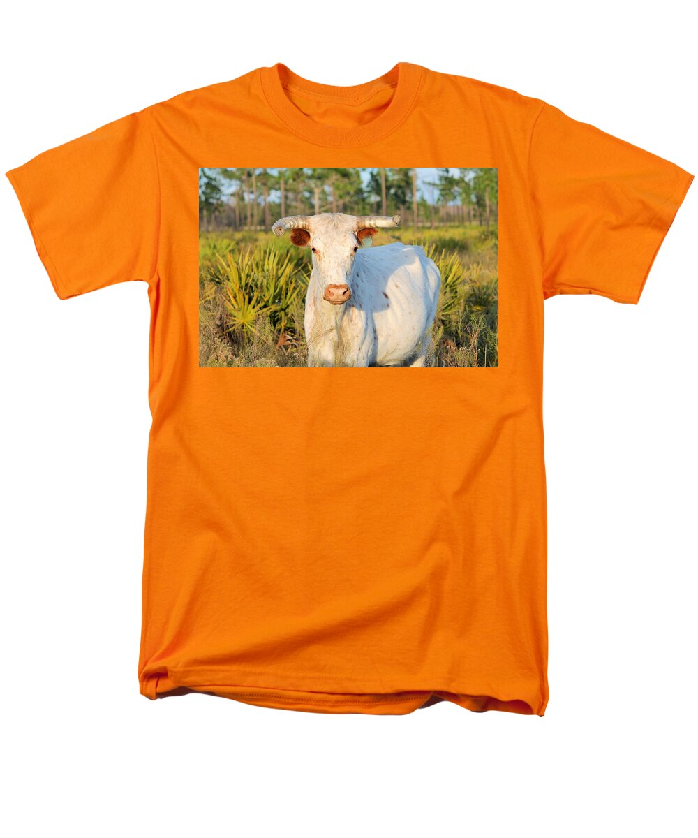 Majestic Horned White Bull near Orlando Florida Regular Fit Men's T-Shirt