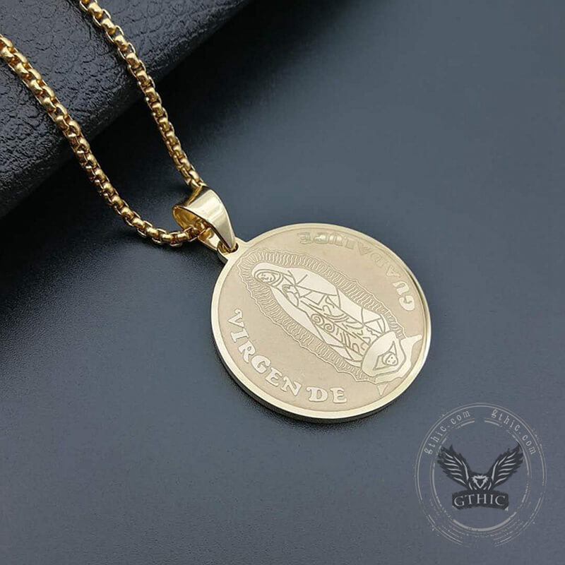 Mayan Sundial Memorial Virgin Stainless Steel Pendant