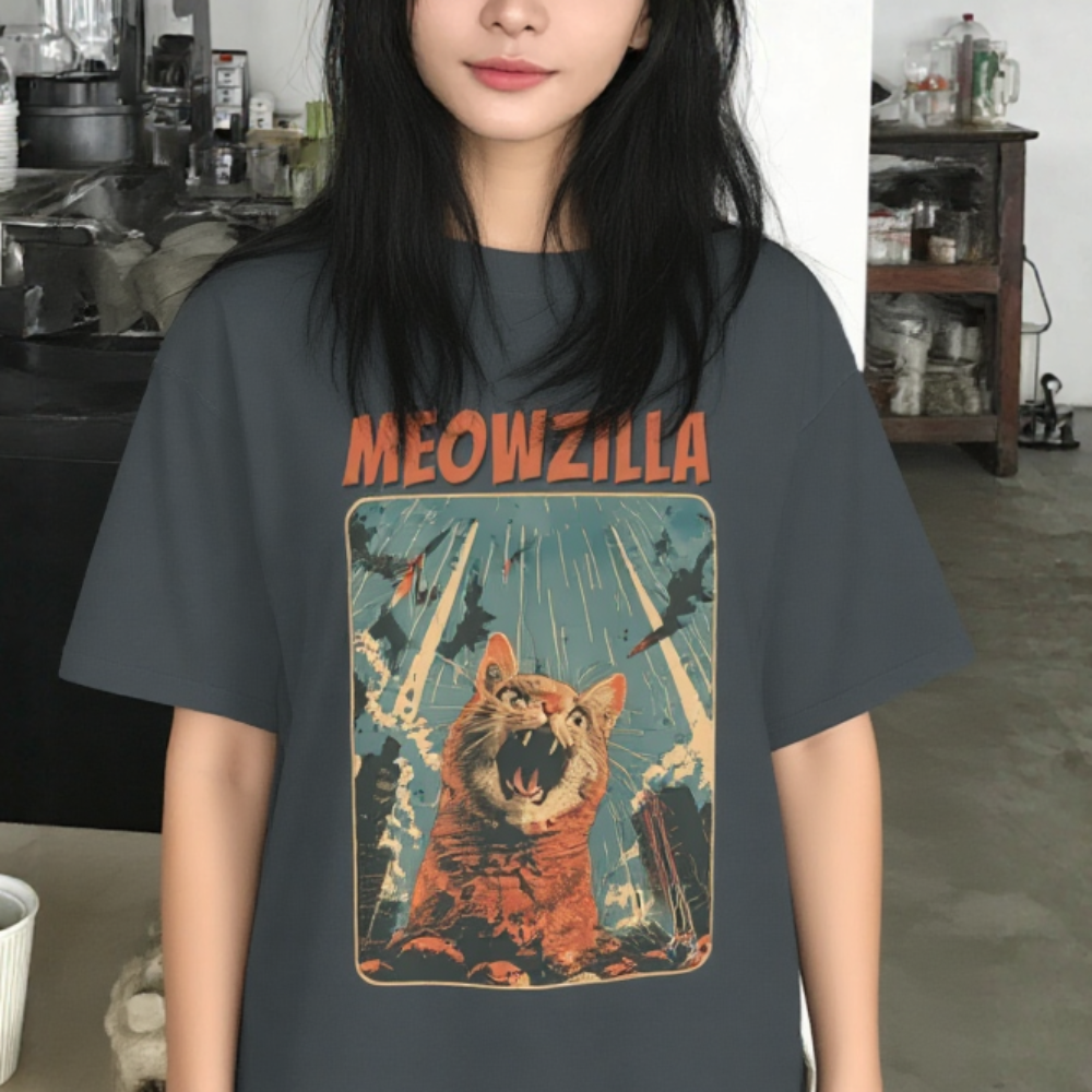 Retro Meowzilla Graphic T-Shirt