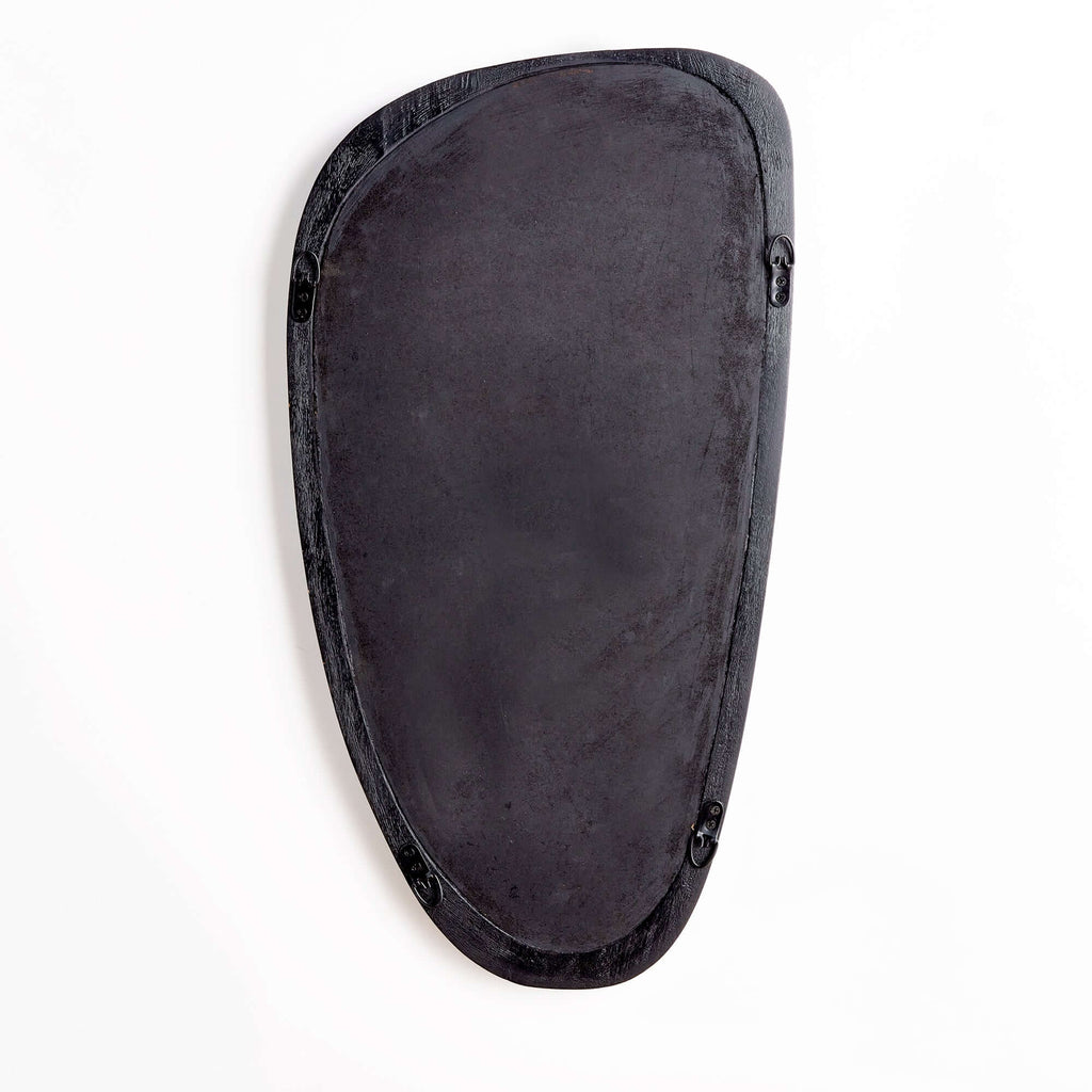 Mid-Century Modern Asymmetrical Black Wood Mirror