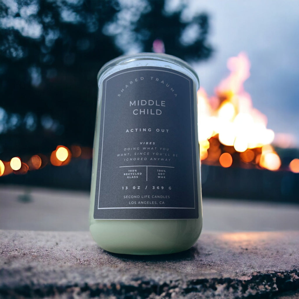 Shared Trauma Candles - Middle Child - 13 Oz Crackling Wood Wick - Ginger & Saffron
