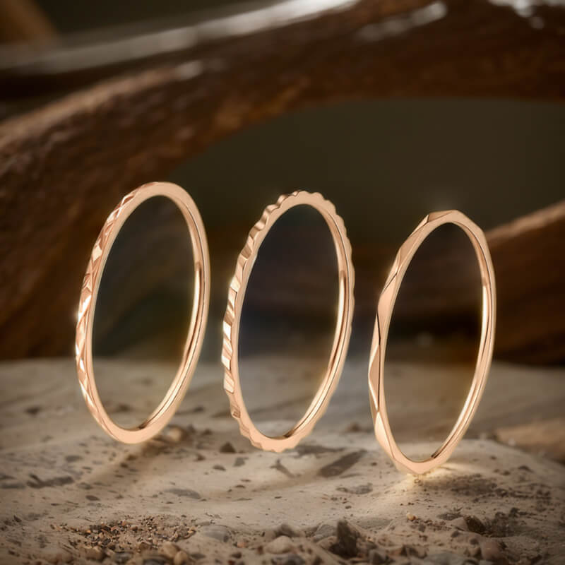Minimalist 3Pcs Stainless Steel Stackable Ring Set