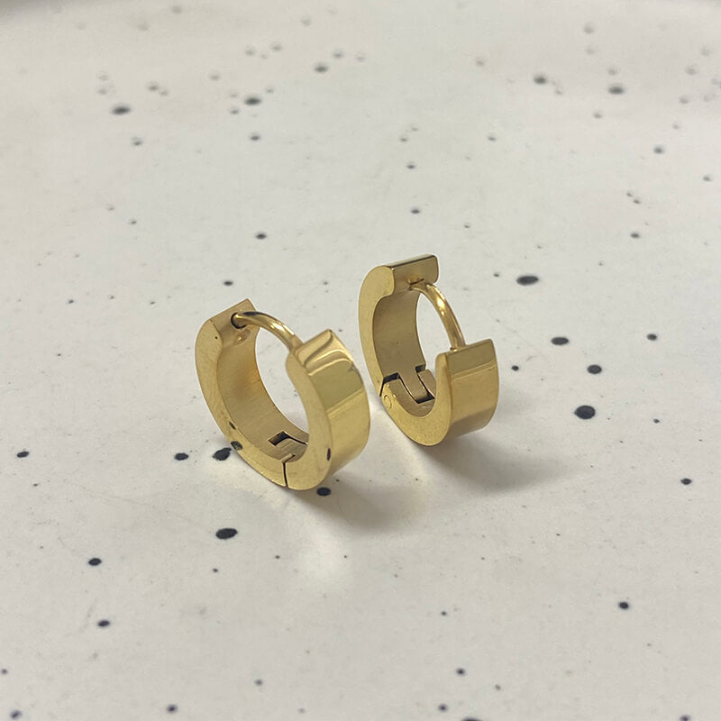 Minimalist Solid Color Stainless Steel Huggie Earrings