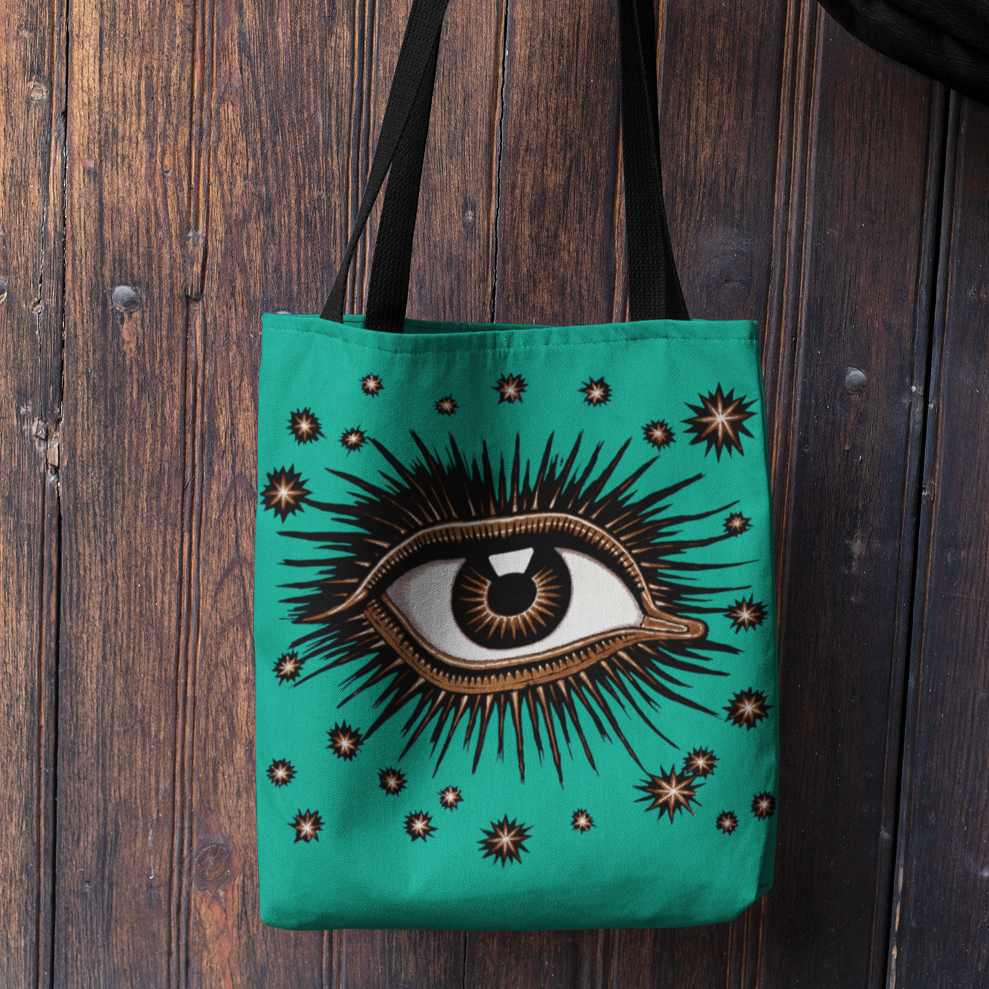 "All Seeing Eye" (Teal) Heavy-Duty Canvas Tote Bag