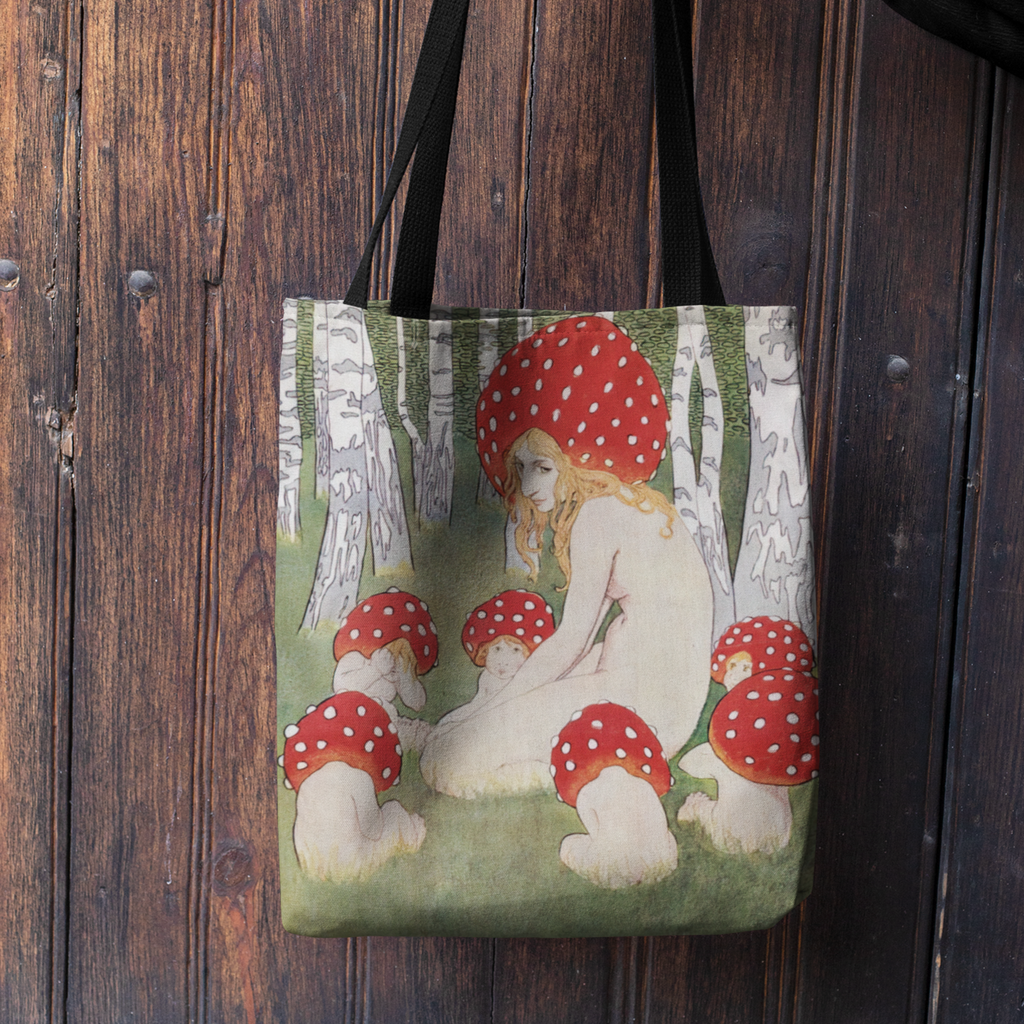 "Mother Mushroom and Her Children" Heavy-Duty Canvas Tote Bag