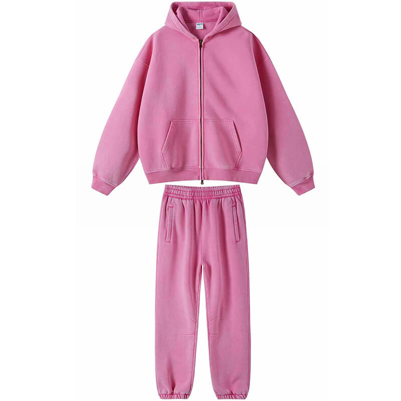 Multicolor Vintage Washed Hoodie And Pants Set