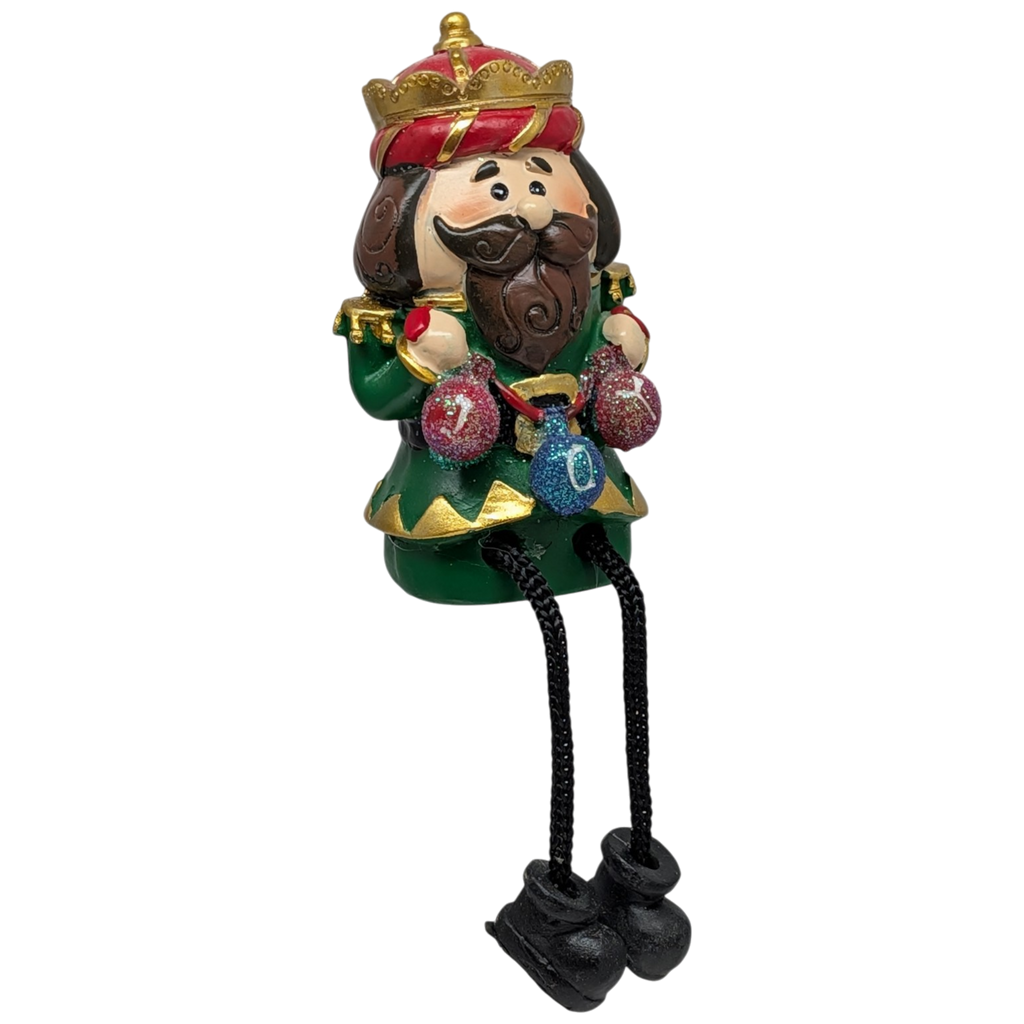 Nutcracker Shelf Sitter with Dangling Leg -