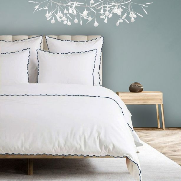 400TC Cotton Small Scallop Embroidery Duvet Cover Set