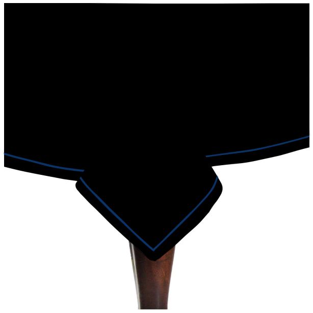 Single Embroidery Border Sateen Cotton Solid Table Cloth - Black