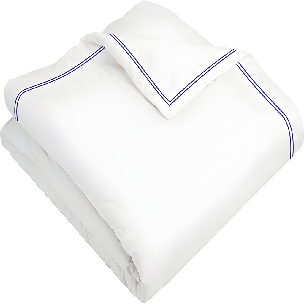 400TC Cotton Double Edge Embroidery Sateen Solid Duvet Cover Set