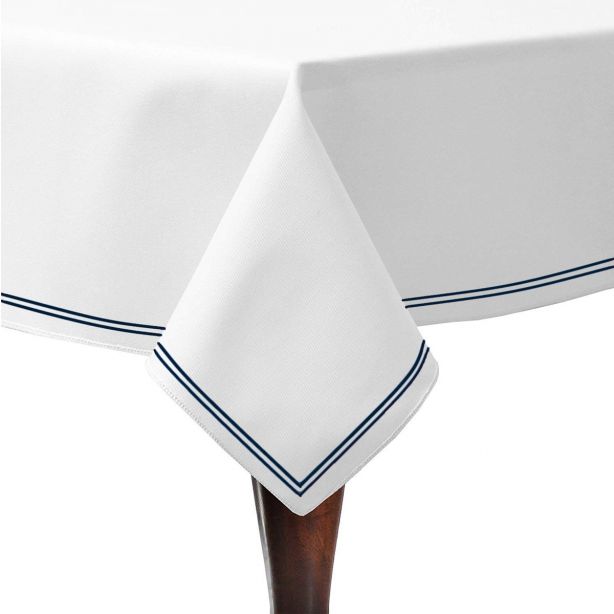Double Embroidery Border Poly Cotton Sateen Solid Table Cloth
