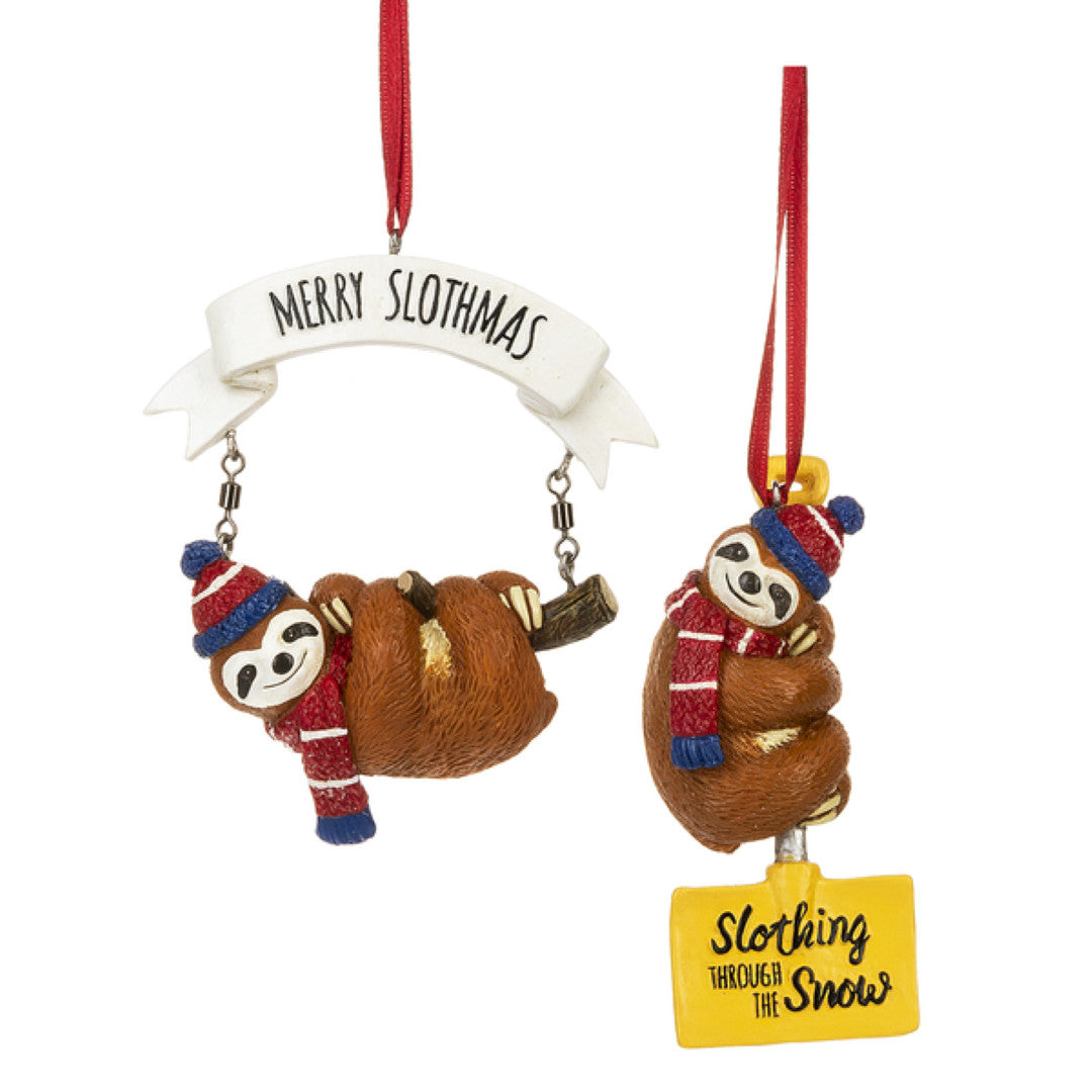 Cute Sloth Ornament - Slothing through the Snow