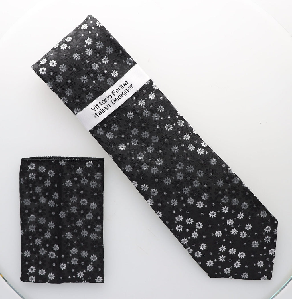 Vittorio Farina Men's Floral Design Necktie & Pocket Square