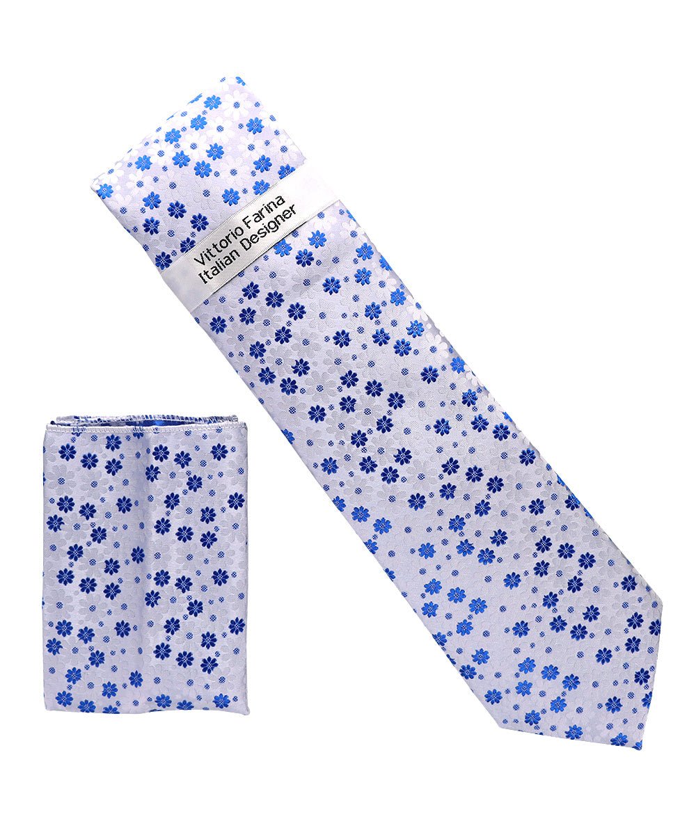Vittorio Farina Men's Floral Design Necktie & Pocket Square