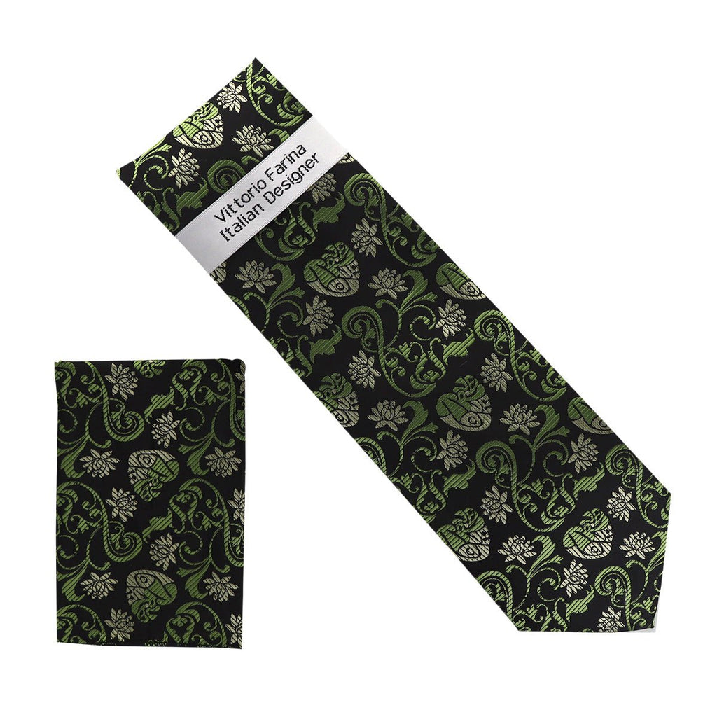 Vittorio Farina Men's Paisley Design Necktie & Pocket Square