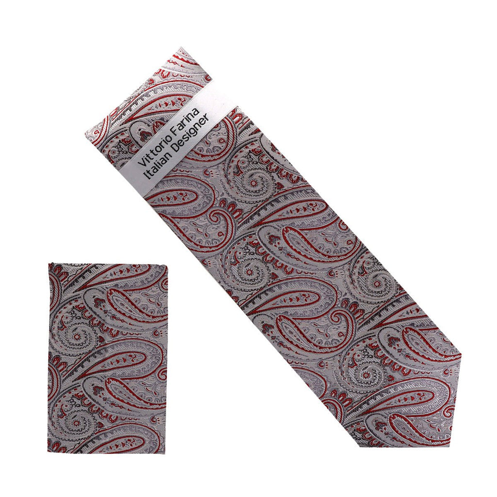 Vittorio Farina Men's Paisley Design Necktie & Pocket Square