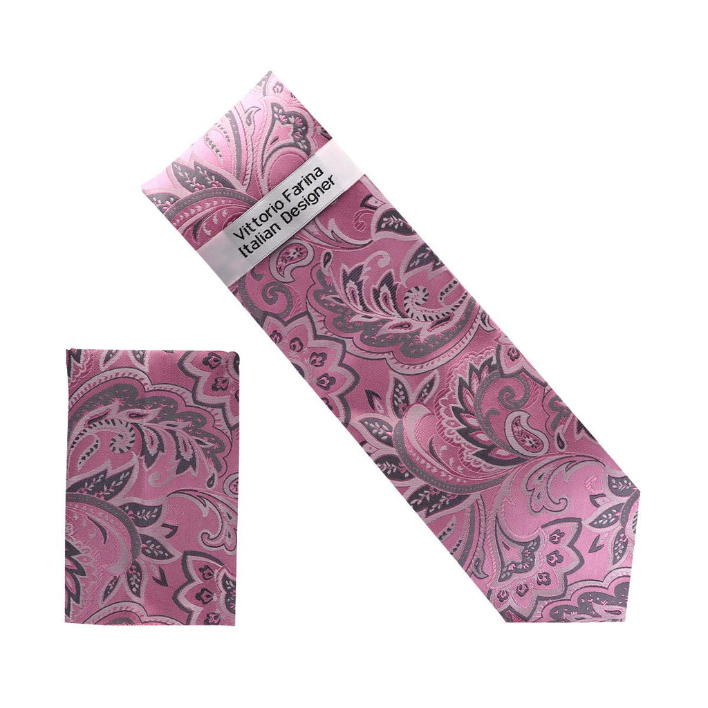 Vittorio Farina Men's Paisley Design Necktie & Pocket Square
