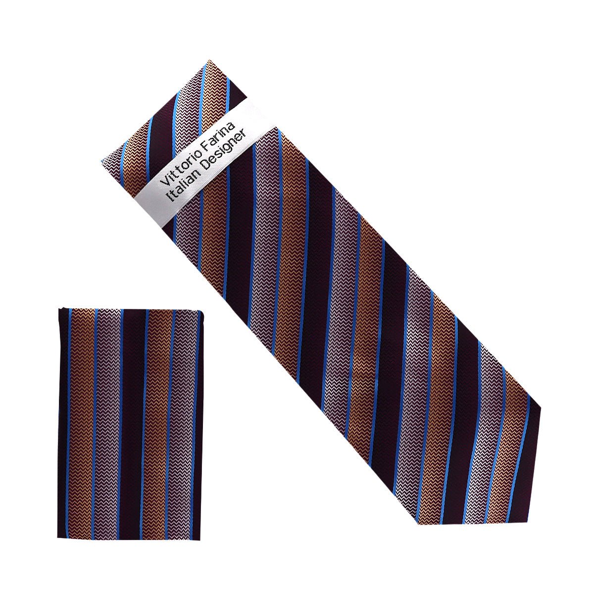 Vittorio Farina Men's Geometric Design Necktie & Pocket Square