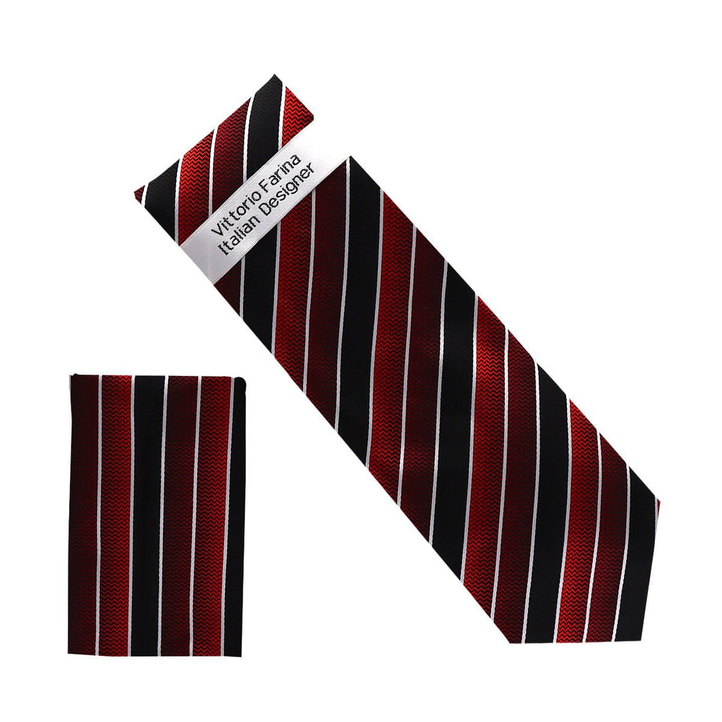 Vittorio Farina Men's Geometric Design Necktie & Pocket Square