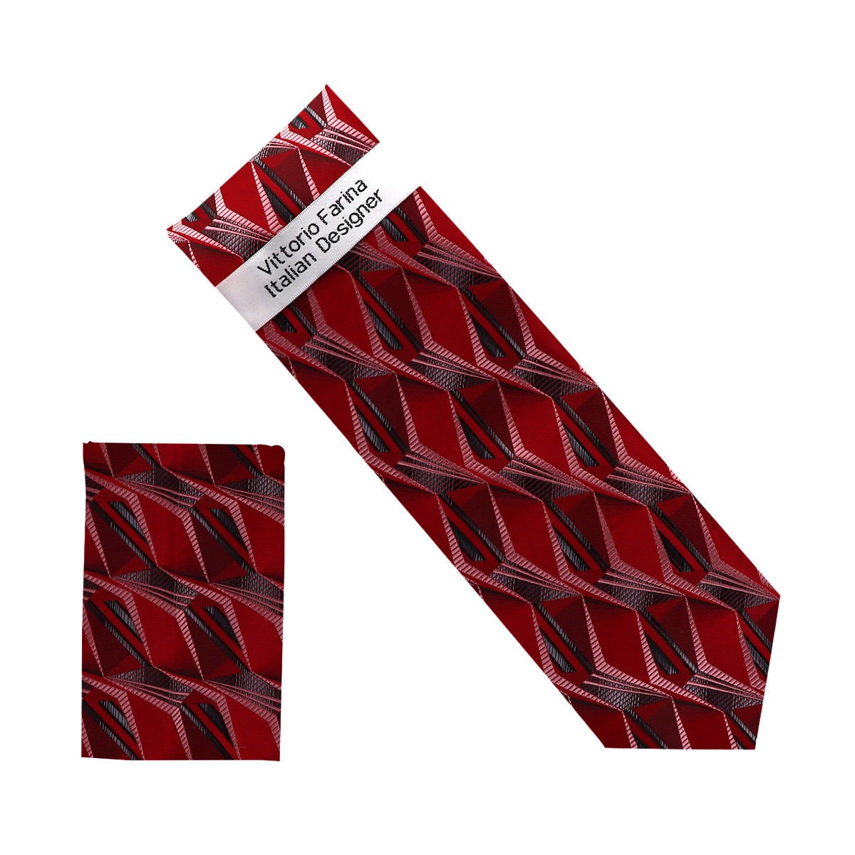 Vittorio Farina Men's Geometric Design Necktie & Pocket Square