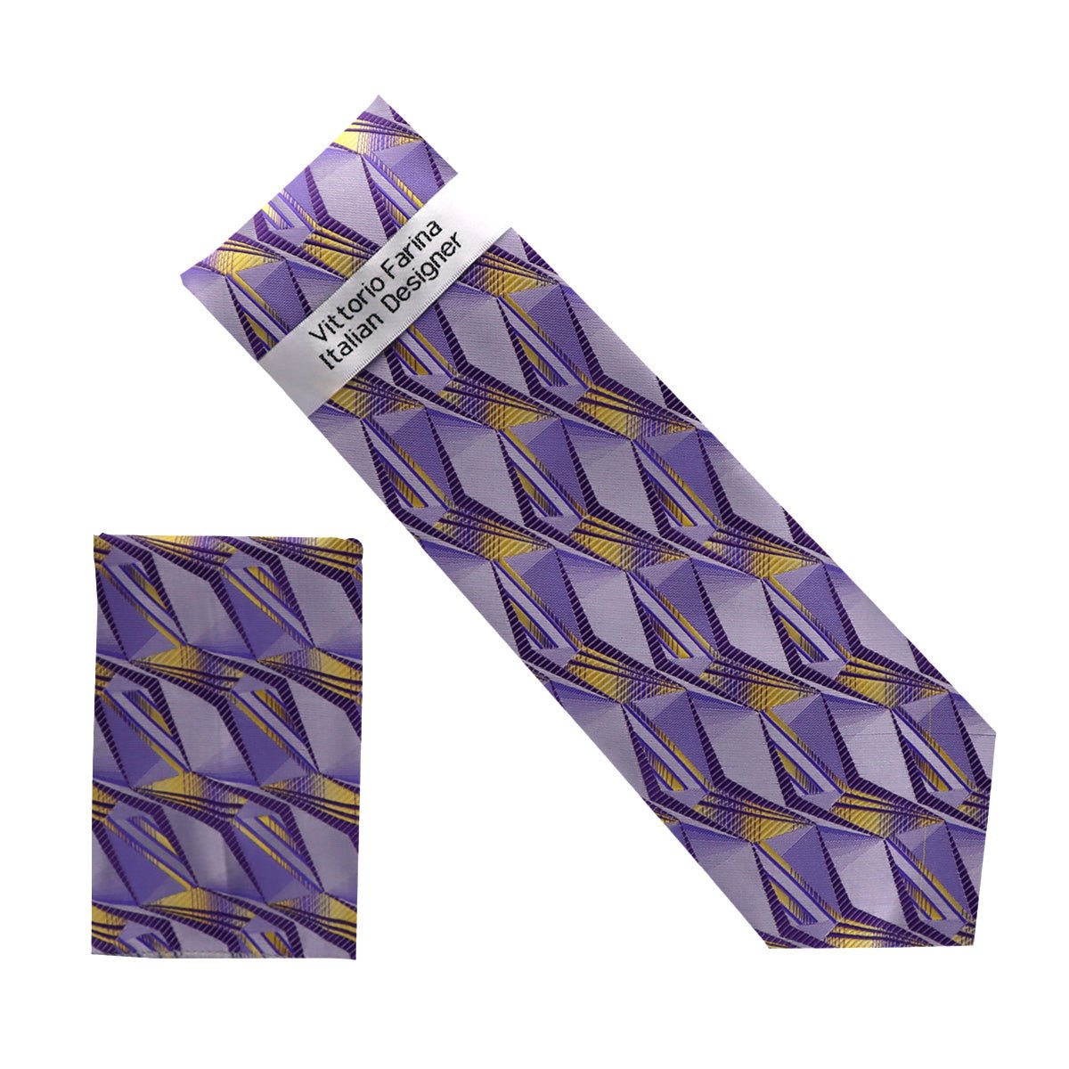 Vittorio Farina Men's Geometric Design Necktie & Pocket Square